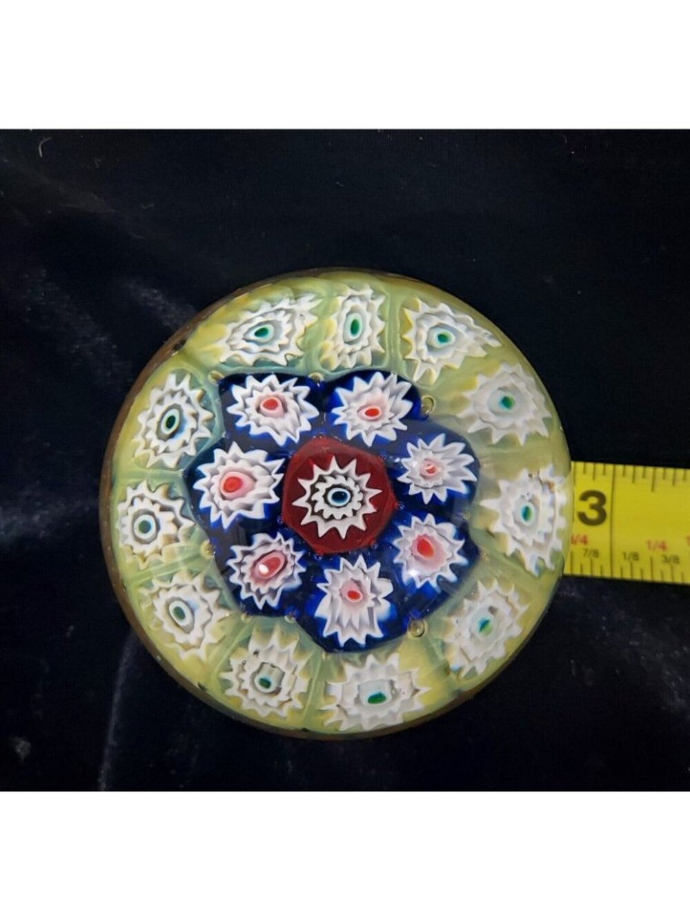 Paperweight Egg Shaped Millefiori Canes Yellow Cobalt Red Gold Flecking 2"Tall - Picture 14 of 16
